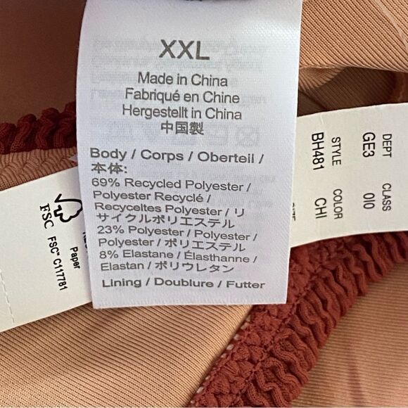 J Crew Chimney Red Brown Scrunchie Knotted Scoop Neck Bikini Top Sz XXL NWT - Picture 9 of 13